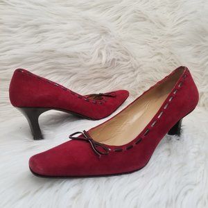 COACH Red Suede Classic Leather Pumps 8.5 B